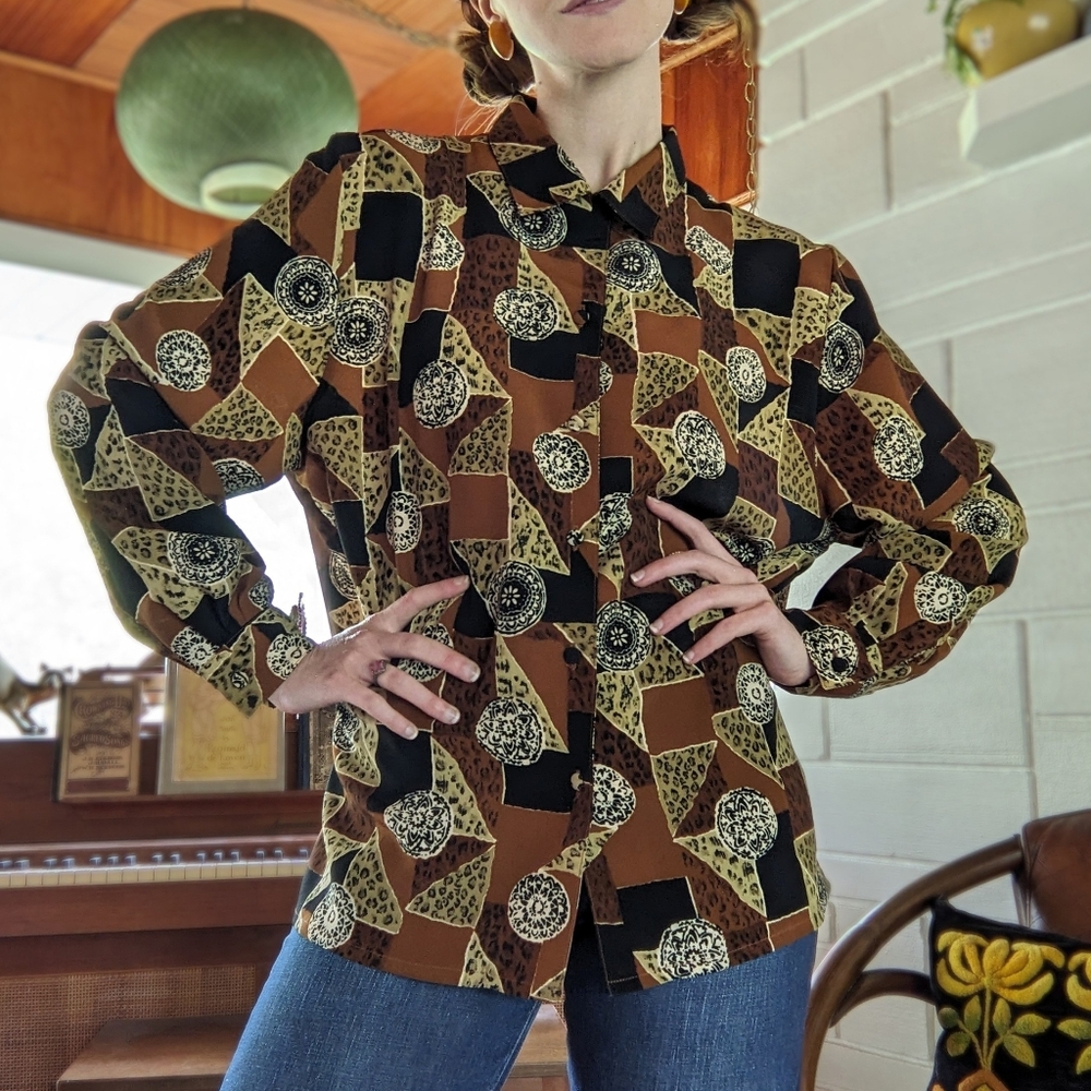 Vintage 1990s Geometric Pattern Shirt